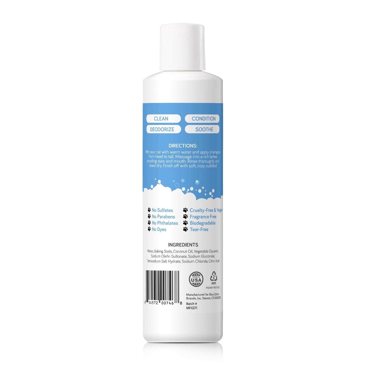 Mighty Meow Soothing Hypoallergenic Cat Shampoo – Easy at-Home Cat Grooming | Deodorizes | Gentle & Anti-Itch | Natural & Allergy-Safe Cat Shampoo Sensitive Skin – Fragrance Free | 9 fl oz