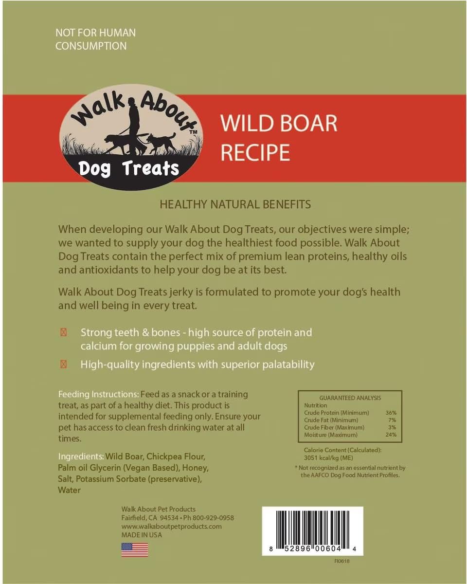 Walk About 3 Pack of Dog Treats Jerky, 5.5 Ounces, Wild Boar Recipe