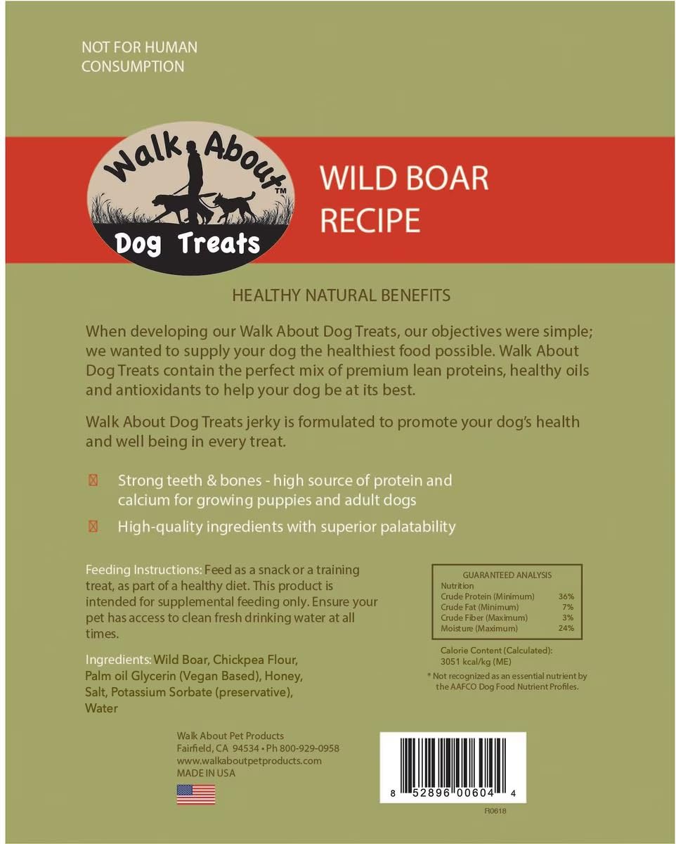 Walk About 3 Pack of Dog Treats Jerky, 5.5 Ounces, Wild Boar Recipe