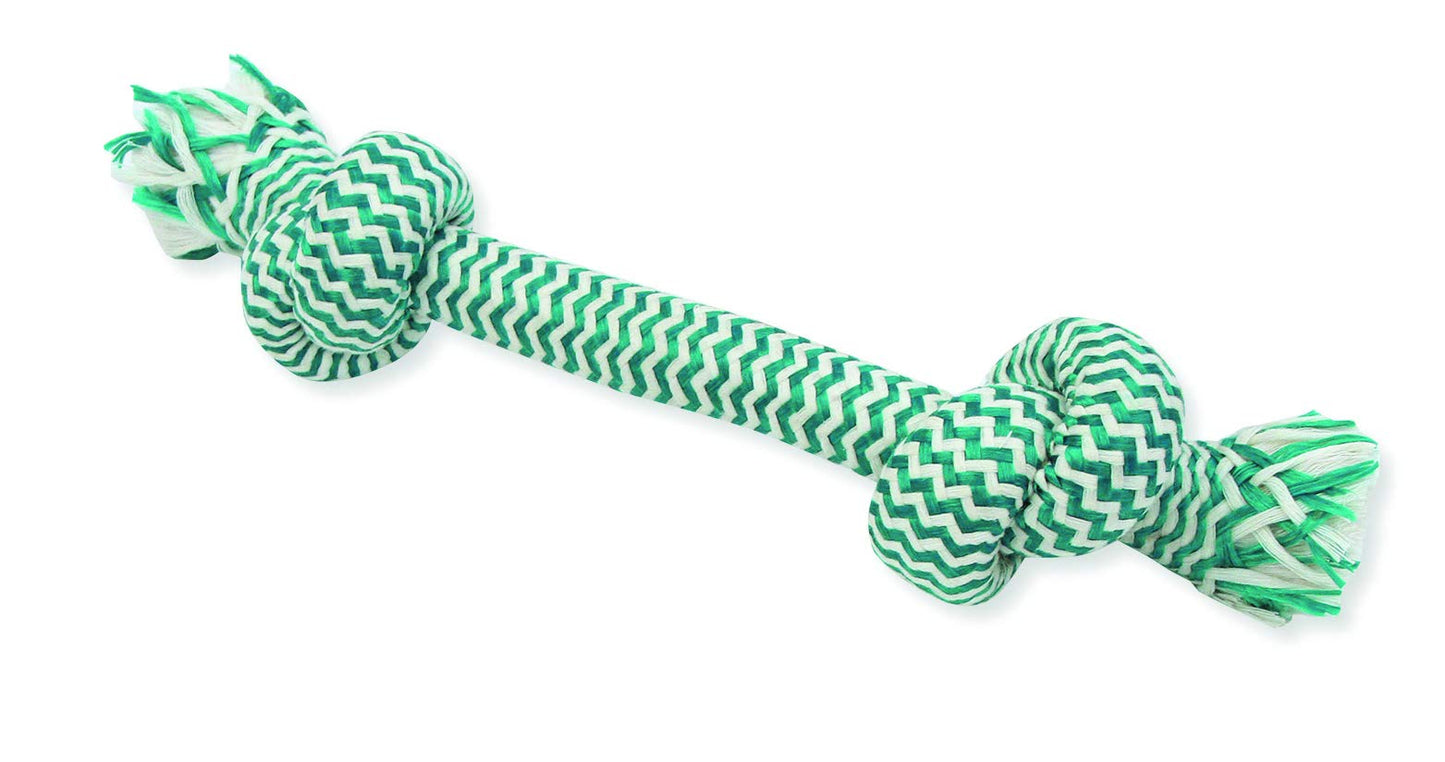 Mammoth Flossy Chews EXTRA FRESH 2 Knot Bone - Premium Cotton-Poly Yarn with Dental Floss Tug Toy for Dogs - Interactive Dog Rope Toy - Tug Dog Chew Toy for Medium Dogs - Large, 14”