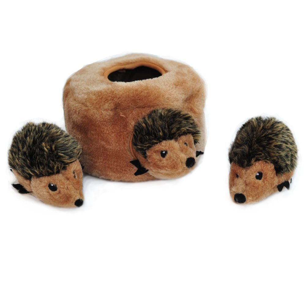 ZippyPaws Burrow- Interactive Dog & Puppy Toys for Boredom, Stimulating Pet Products to Keep them Busy, Hide & Seek Plush Dog Puzzles, Squeaky Toy for Enrichment, For Small & Medium Dogs- Hedgehog Den