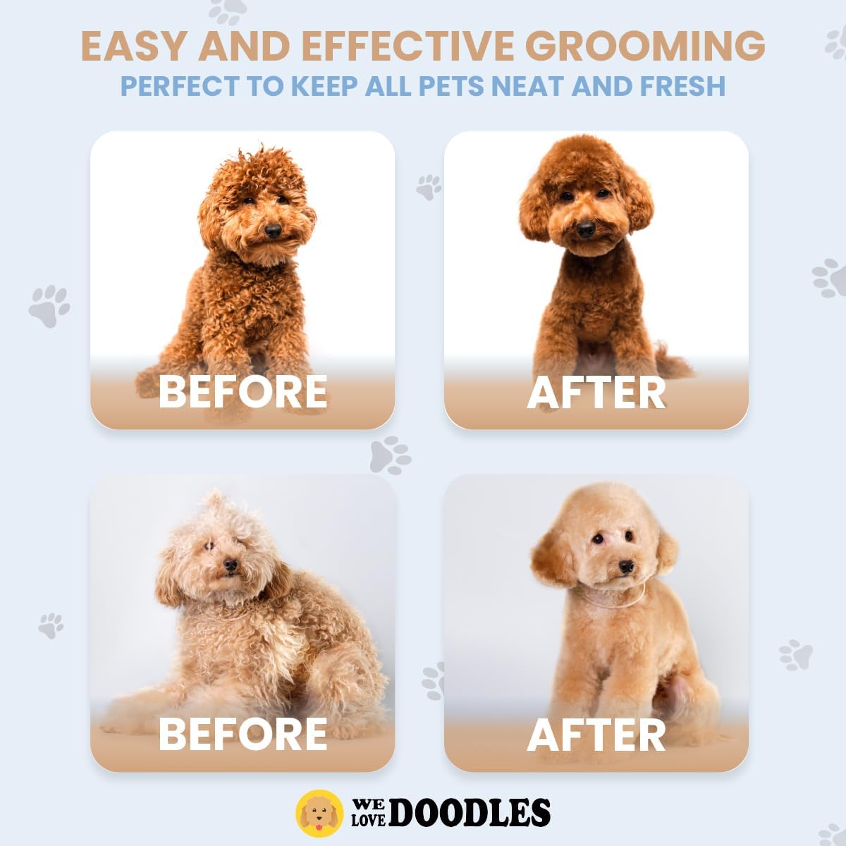 We Love Doodles Dog Gloves Wipes & Dog Shampoo Bundle - Pet Bathing Wipes for Dogs, Paws, Face, Body, Ears, Shampoo for Dogs Matted Pet Hair, Sensitive Skin Shampoo for Puppies