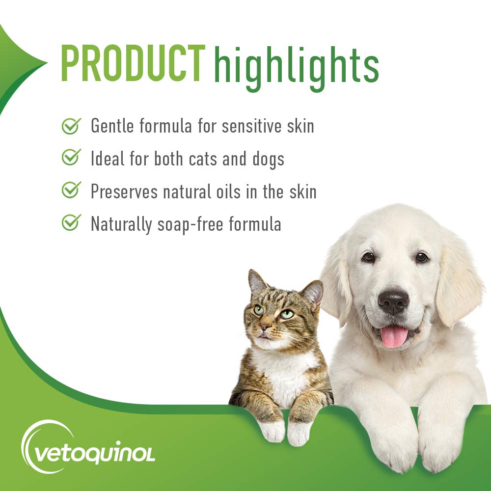 Vetoquinol Aloe & Oatmeal Shampoo — Gentle, Moisturizing Formula with Coconut Scent for Dogs & Cats, 16oz