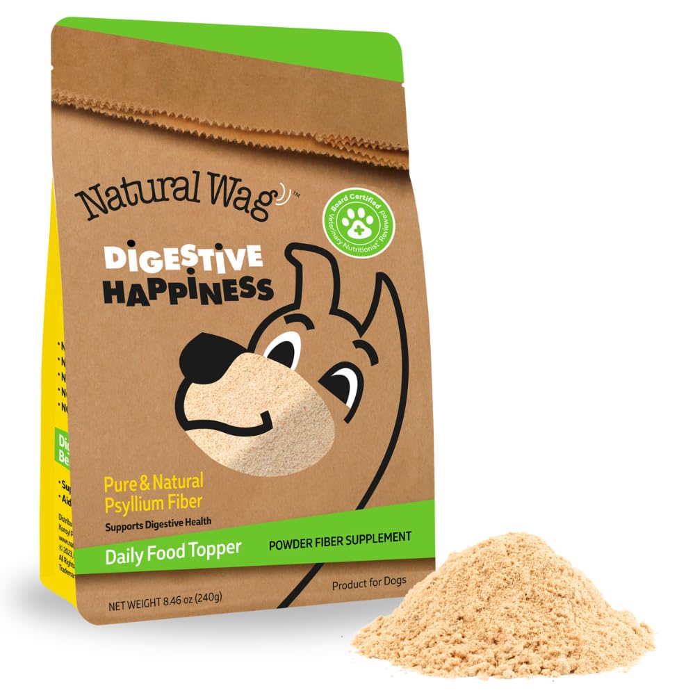 Natural Wag 100% Psyllium Fiber for Dogs – Supports Digestive Health, Relieves Occasional Constipation & Diarrhea, and Promotes Optimal Stool & Overall Wellness.