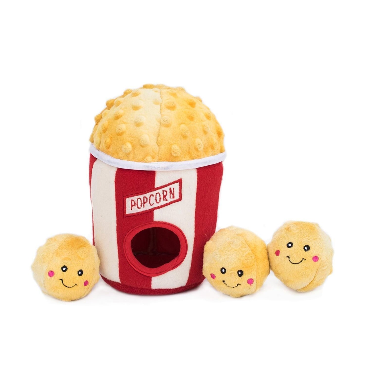 ZippyPaws Burrow- Interactive Dog & Puppy Toys for Boredom, Stimulating Pet Products to Keep Them Busy, Hide & Seek Plush Puzzles, Squeaky Toy for Enrichment, for Small & Medium Dogs- Popcorn Bucket