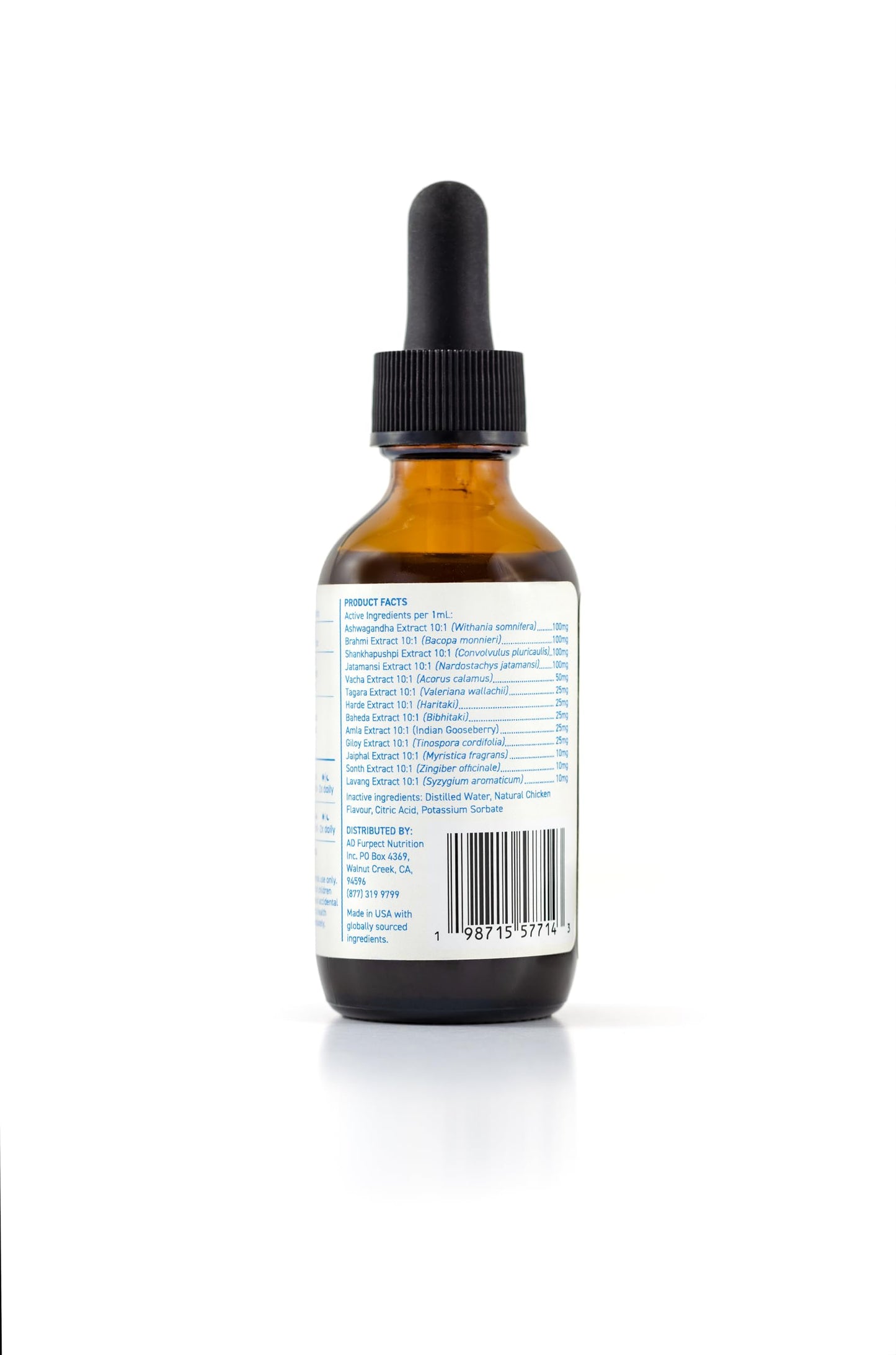 Furpect Keepin' Calm, Natural Herbal Tincture, Anxiety Relief for Dogs & Cats from Stress, Fireworks, Motion, Separation, Storm. Ashwagandha, Herbal Calming, Sleep and Stress Relief Aid, 60ml.