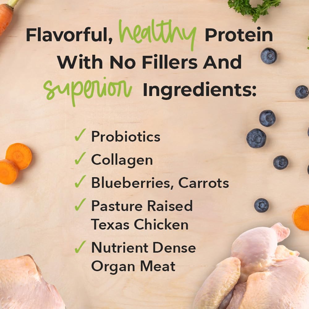 iHeartDogs Dog Food Topper - Freeze-Dried Raw Dog Food Seasoning with Collagen Peptides - Grain Free Superfood Meal Mixer (Chicken, 3 Ounce)