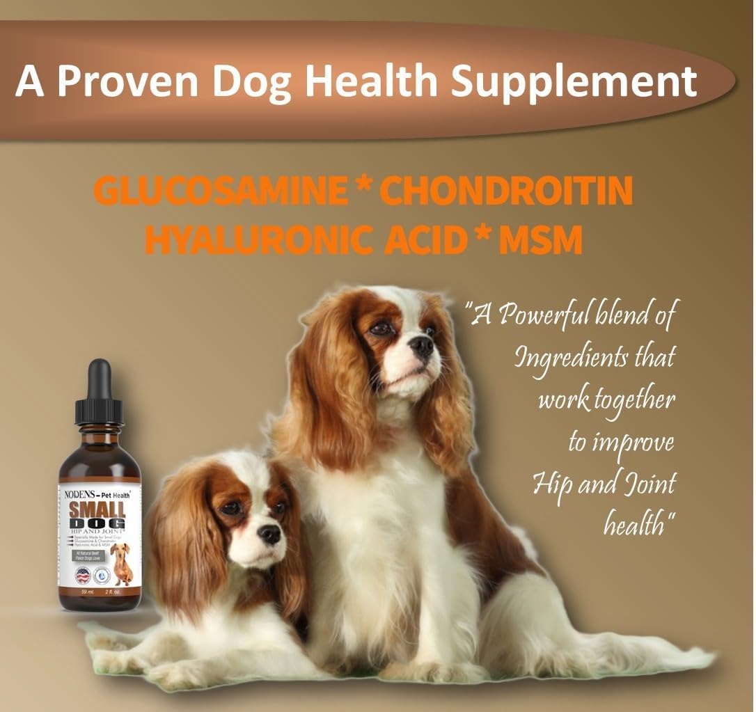 NODENS Small Dog Hip and Joint Liquid Glucosamine for Dogs with Chondroitin – Small Dog Joint Supplement for Natural Dog Pain Relief Anti-inflammatory for Improved Joint Flexibility and Mobility 59ml