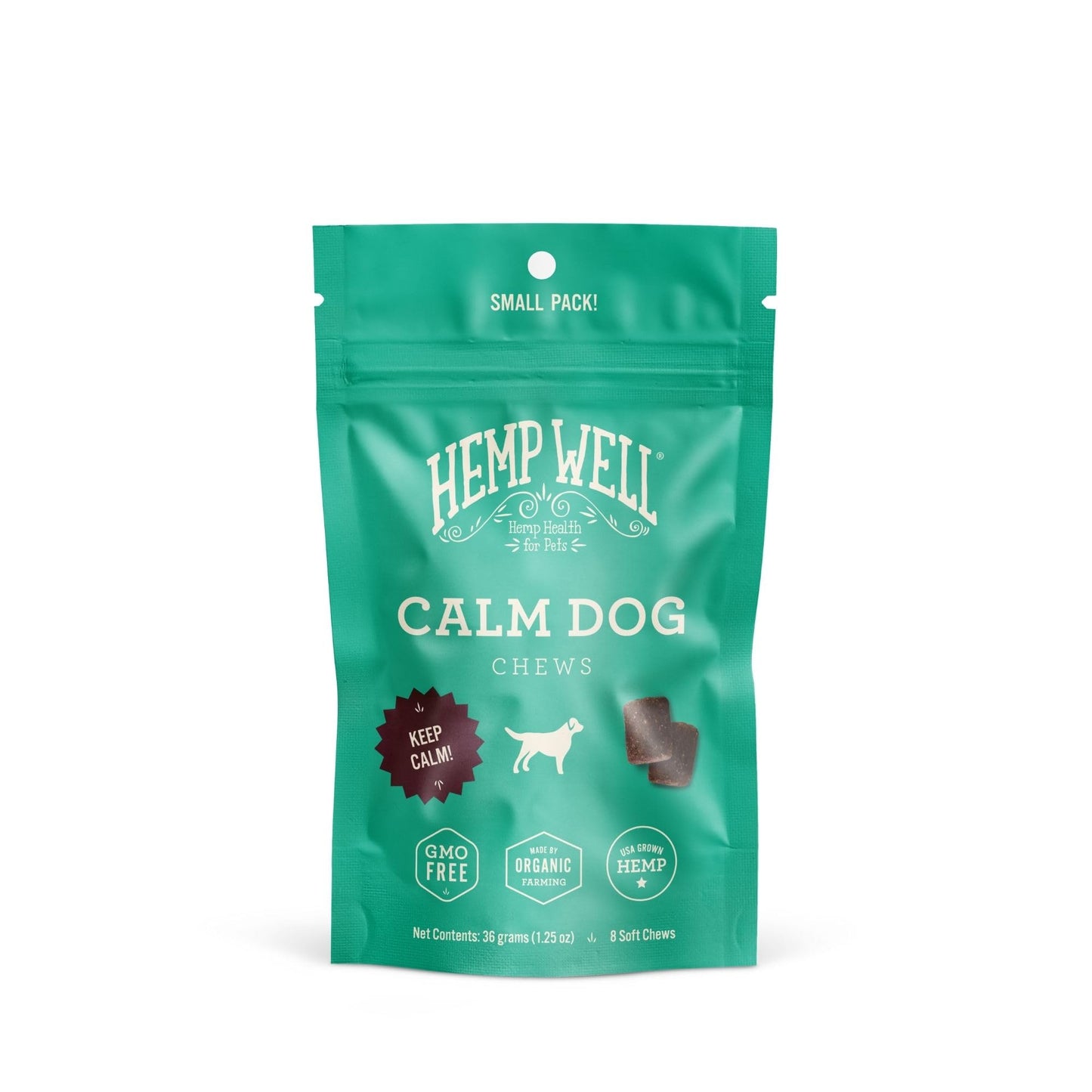 Hemp Well Calm Dog Soft Chews: Organic Hemp Infused with Melatonin - Calming Chews for Separation, Thunderstorms, and Stress - 8 Chews