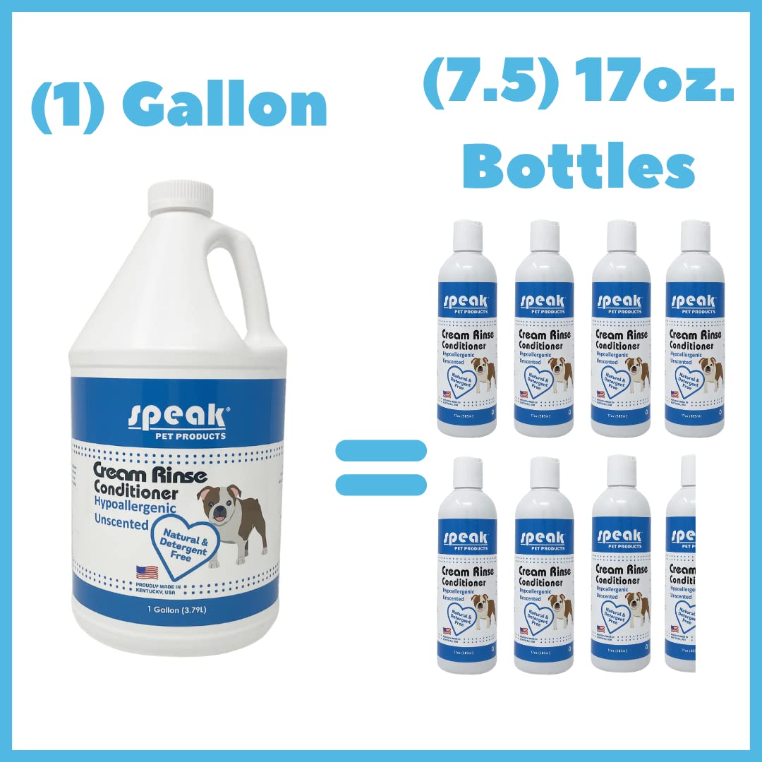 Speak Pet Products Natural Hypoallergenic Unscented Dog Cream Rinse Conditioner Refill with Pump, 1 Gallon