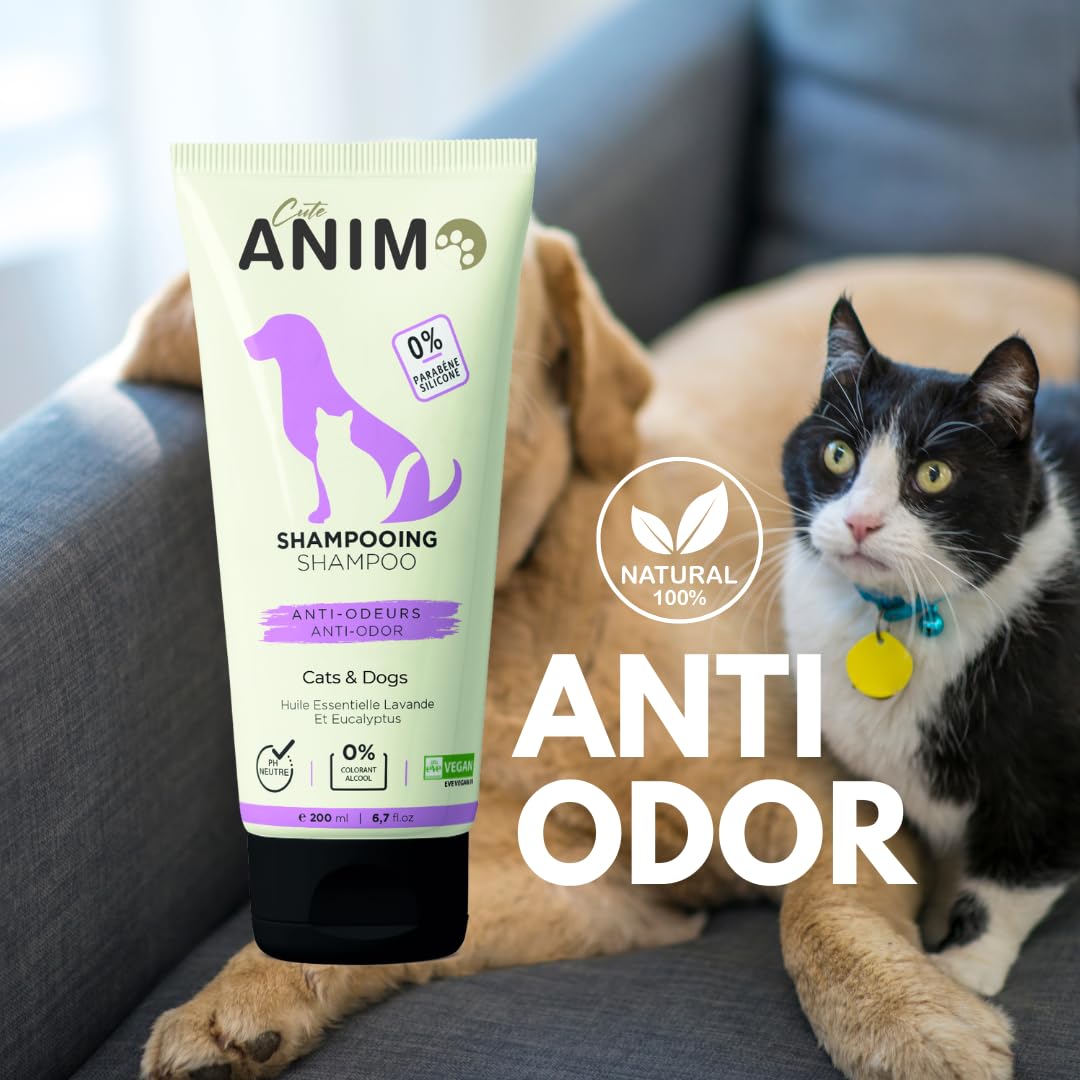 Hypoallergenic Pet Shampoo & Conditioner for Cats and Dogs, 200 ml, with Organic Moroccan Argan Oil, Natural, Paraben Free, Cruelty Free (Anti-Itch)