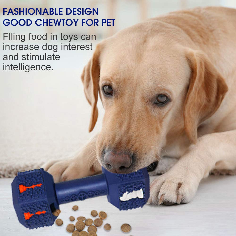 Jomilly Dog Chew Toys for Aggressive Chewers Indestructible Dog Toys Tough Natural Rubber Dumbbell Toy for Small Medium Large Dogs Large Blue