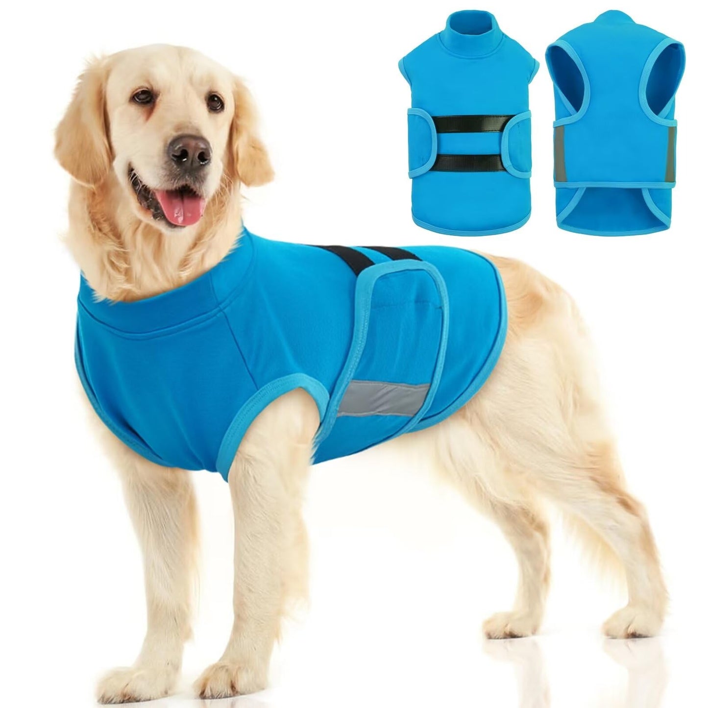 MIGOHI Breathable Dog Anxiety Calming Vest,Dog Firework Anxiety Relief Vest,Dogs Stress and Anxiety Relief Coat,Anxiety Vest for Large Dogs,Blue,XL