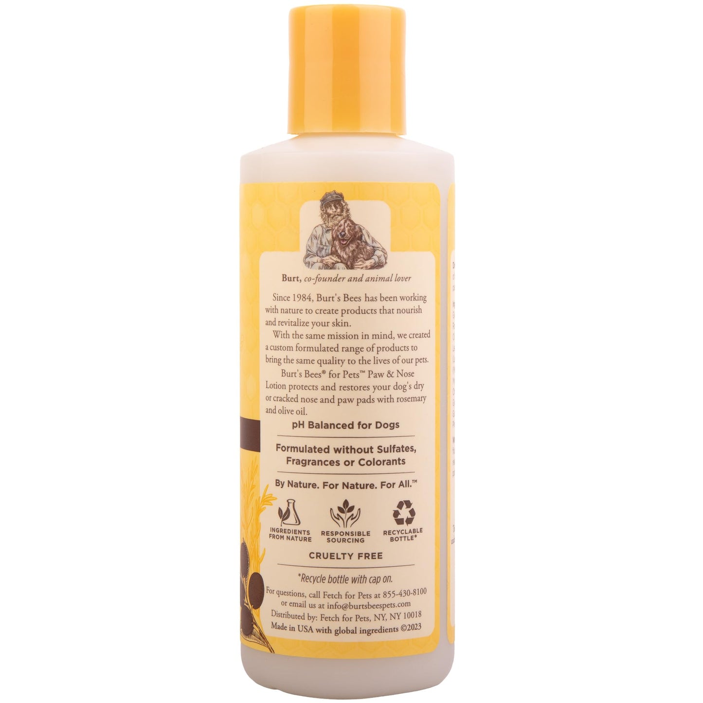 Burt's Bees for Pets Dog Lotion for Paw and Nose with Rosemary and Olive Oil - Soothing Dog Paw Balm Moisturizer for Cracked Pads & Dry Skin, Snout Soother for Dogs, Nose Butter for Dogs, 4 Fl Oz