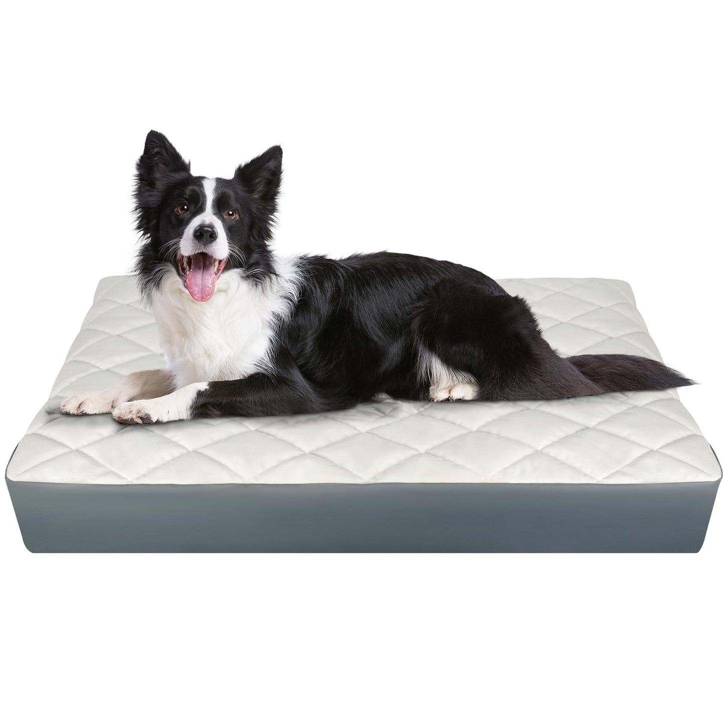 35.5" x 23.5" x 4.7" Large Orthopedic Dog Beds, Water-Resistant Faux Leather Memory Foam Dog Bed, Egg Crate Foam Support & Non-Slip Bottom Pet Beds for Medium Dogs and Large Dogs, Easy to Clean