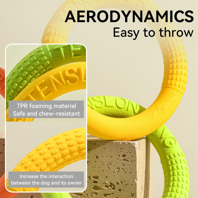 4 Pack Dog Chew Toy Training Ring Interactive Toy for Aggressive Chewers Pet Flying Disc Floating Ring Dog Fetch Toys for Large Medium Puppy Outdoor Play, Training and Teeth Cleaning