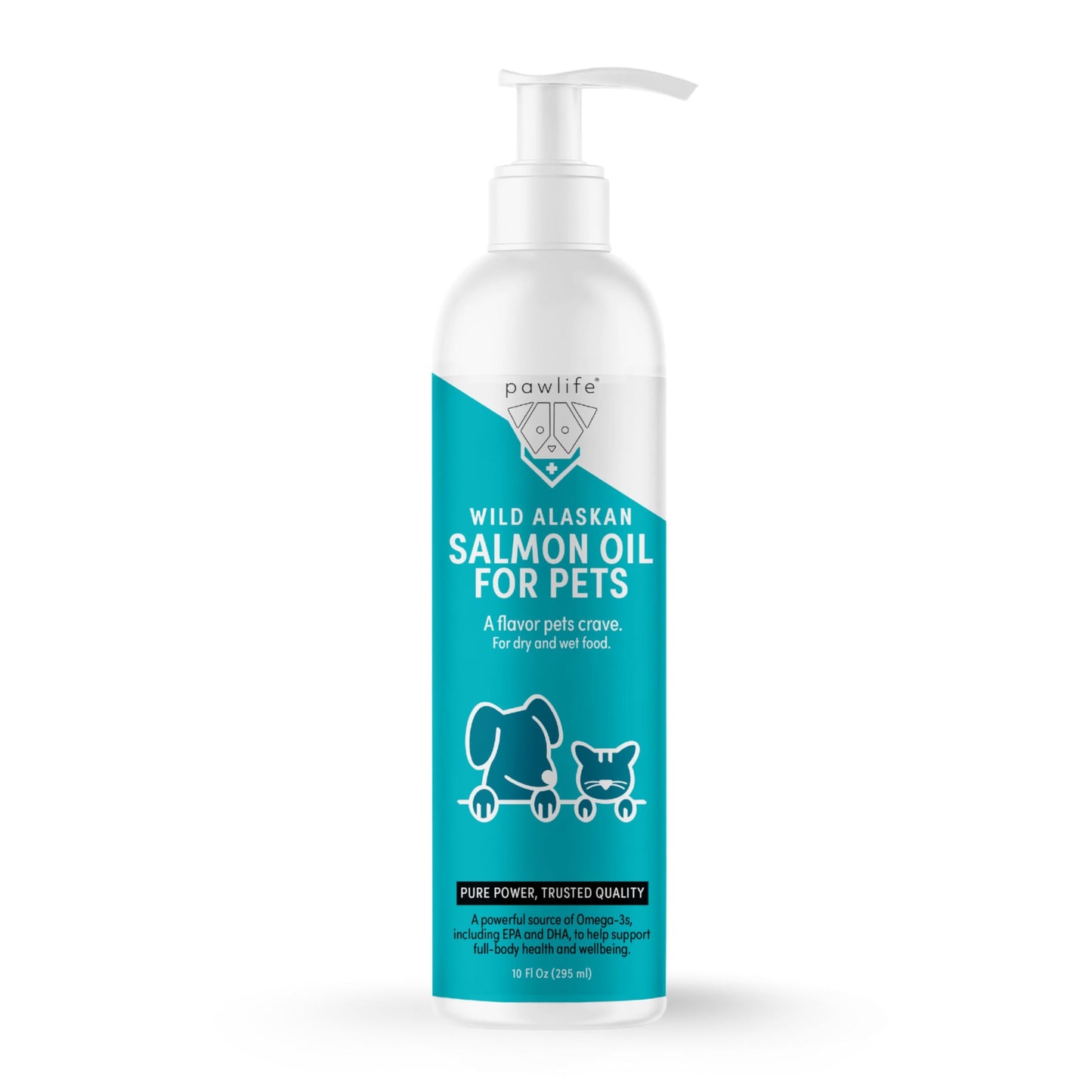 Pawlife Wild Alaskan Salmon Oil for Dogs and Cats - Omega-3s, including EPA and DHA, to Help Support Full-Body Health and Wellbeing for Sensitive Skin, Coat Health and Immune System Support - 10 Fl Oz