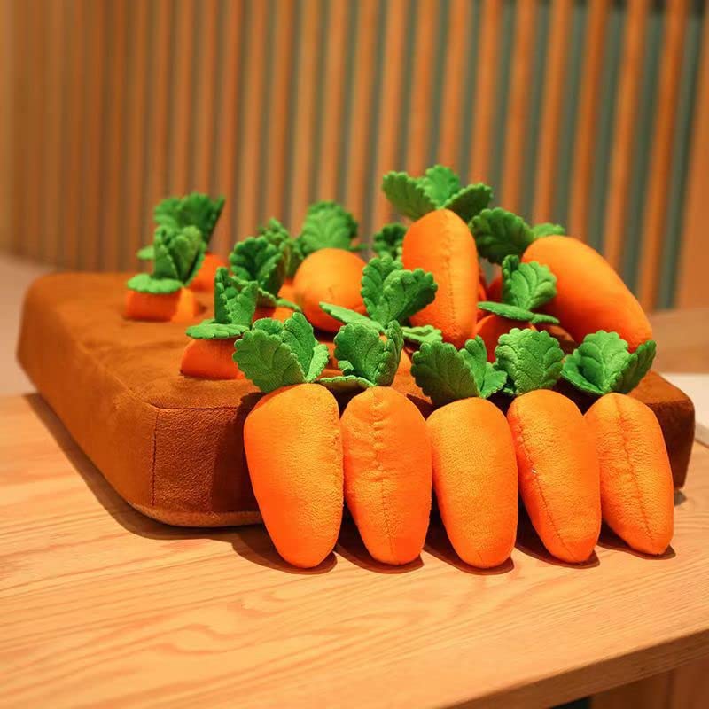 AGYTBG Carrot Snuffle Mat for Dogs, Interactive Dog Plush Puzzle Toys, 2 in 1 Non-Slip Nosework Feed Games, Pet Stress Relief with 12 Carrots