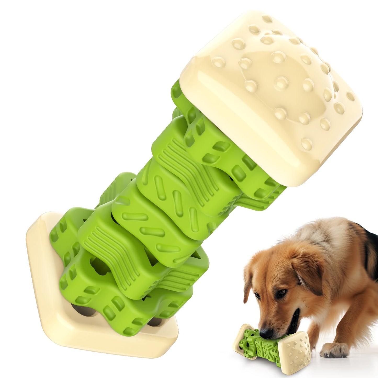 Dog Toys for Aggressive Chewers Indestructible Dog Toys, Tough Dog Chew Toys, Interactive Dog Toys Dog Puzzle Toys Rubber Dog Enrichment Toys Gift (Green, L)