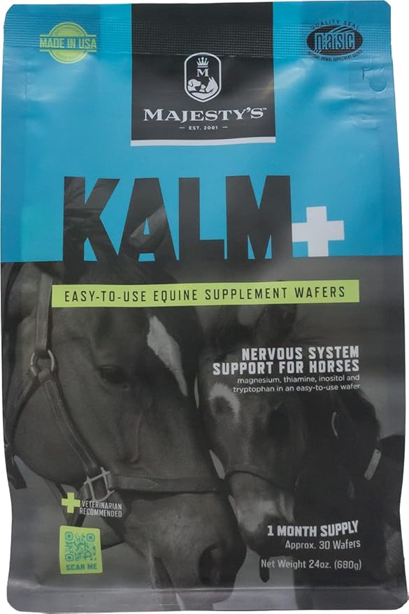 Majesty's Kalm Wafers - Supports Horse / Equine Balanced Behavior and Normal Nervous System Function - Tryptophan, Vitamin B1, Winter Cherry, Inositol - 30 Count (1 Month Supply)