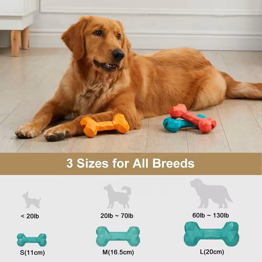 BarkWell Dog Durable Chew Toy for Treats and Peanut Butter, Natural Rubber Diamond Bone (S, Red), Includes Lick Mat and 2 Peanut Butter Pouches