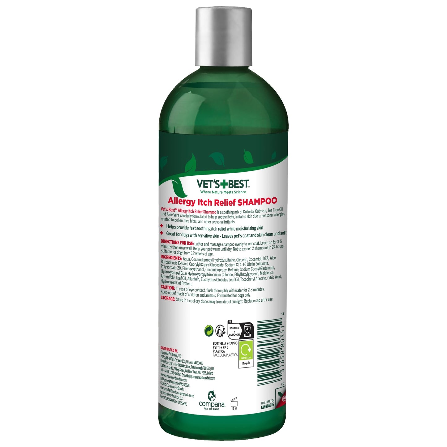 Vet's Best Allergy Relief Dog Shampoo – Oatmeal and Aloe Formula for Itchy Skin and Seasonal Allergies – Soothing Anti-Itch Shampoo for Dogs with Dry, Sensitive Skin – 16 oz