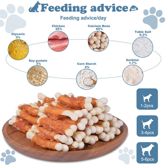 Pawant Chicken Wrapped Rawhides Dog Chews Puppy Training Snacks and Chicken Wrapped Calcium Bone
