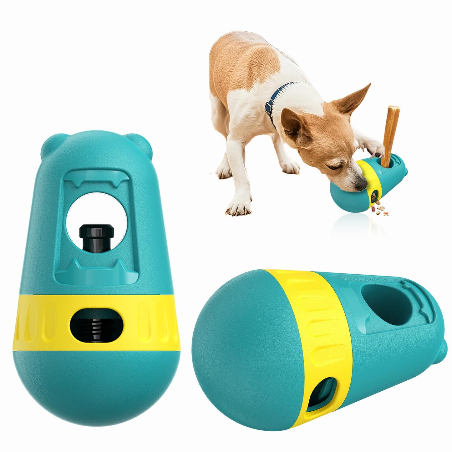3-in-1 Dog Chew Toy & Treat Dispenser - Anti-Choking Safety Design for Aggressive Chewers, Interactive Slow Feeder Food Stick Holder Fits Yak & Bone Sticks, Puzzle Toys for Small to Large Dogs (Green)