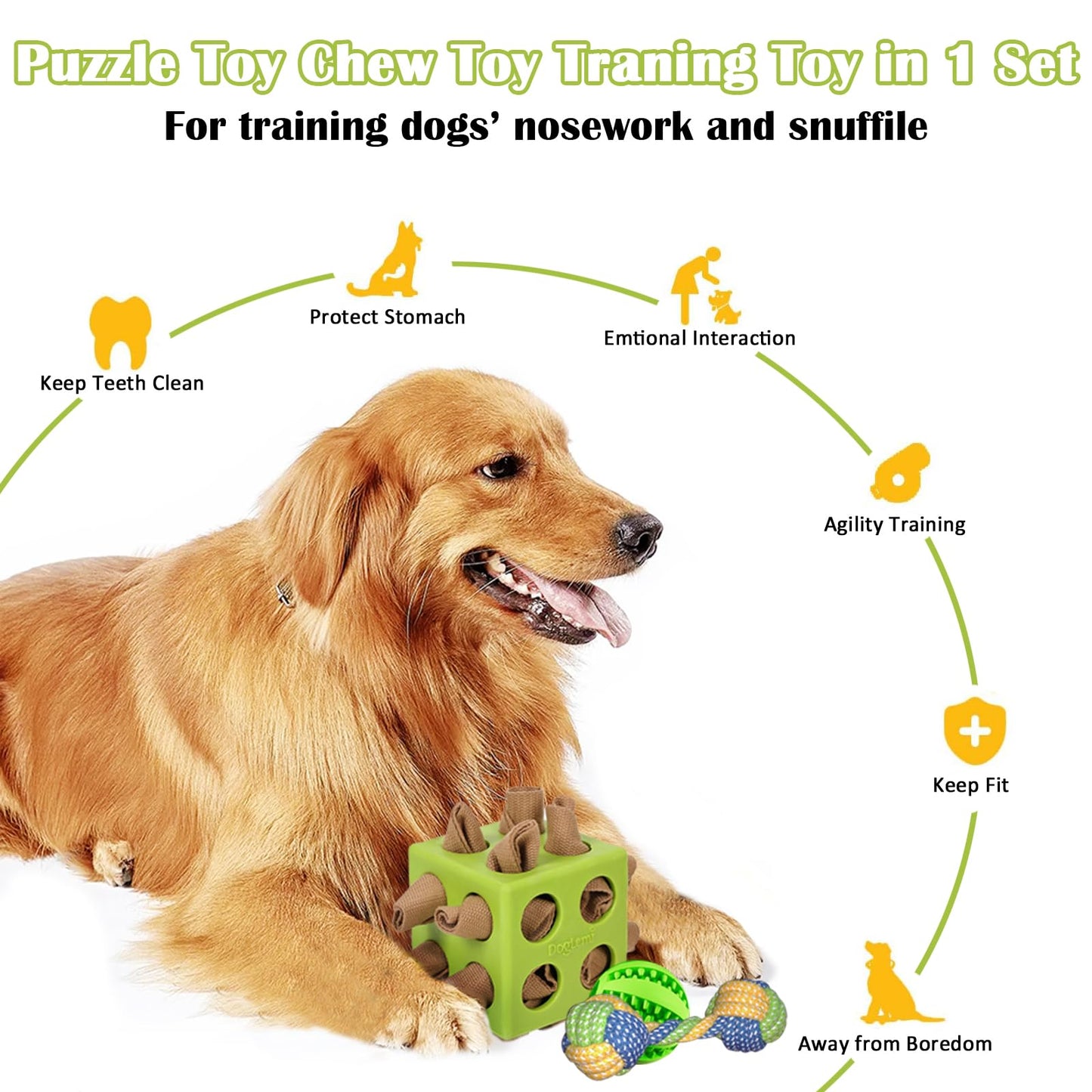 MynePets Dog Puzzles, Interactive Snuffle Toys for Dogs, Slow Eating and Keep Busy, Encourage Natural Foraging Skills, Relieve Boredom, 3 Pack Dog Chew Toys for Aggressive Chewers
