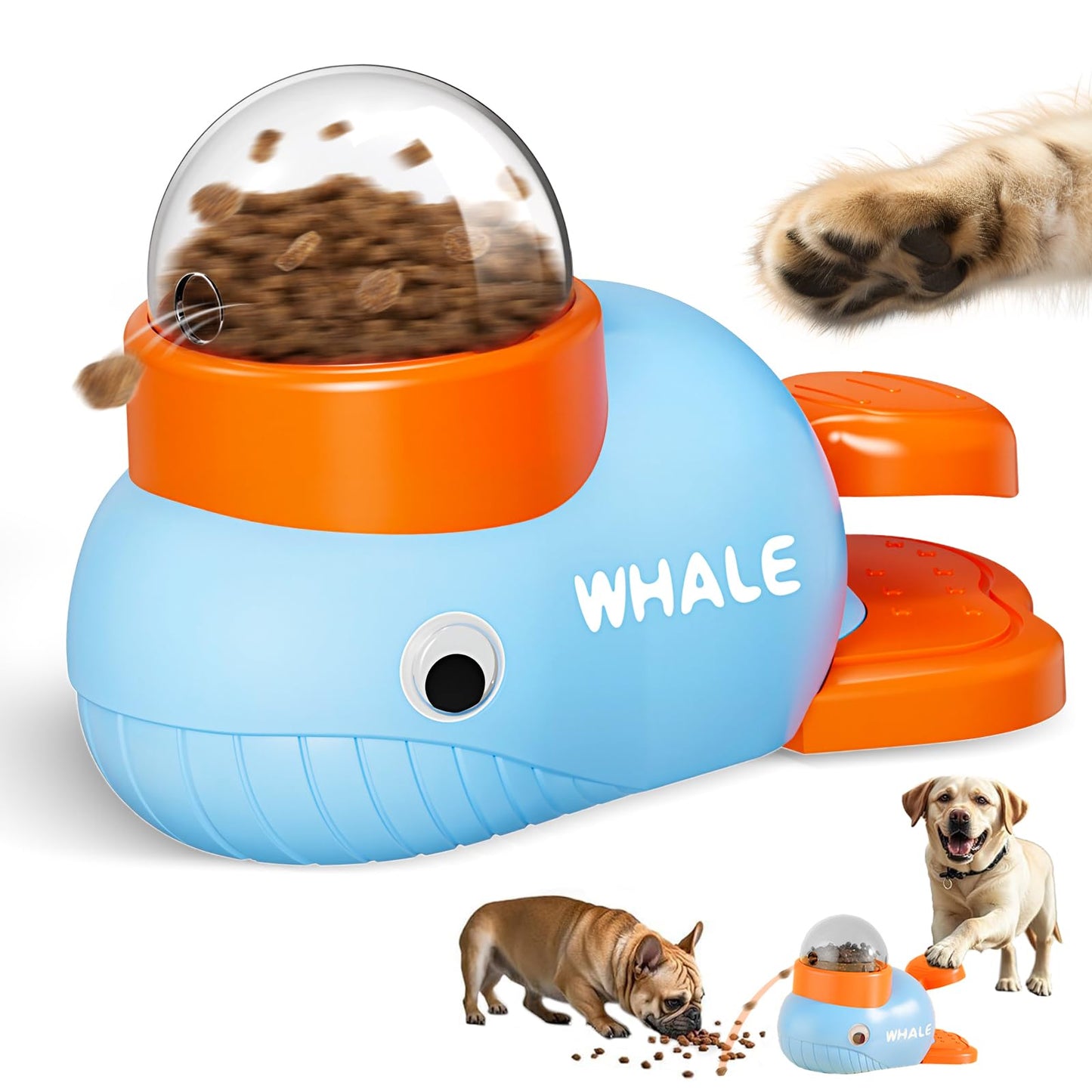 Interactive Treat Dispenser Dog Toys, Pet Food Puzzle Slow Feeder (Blue)