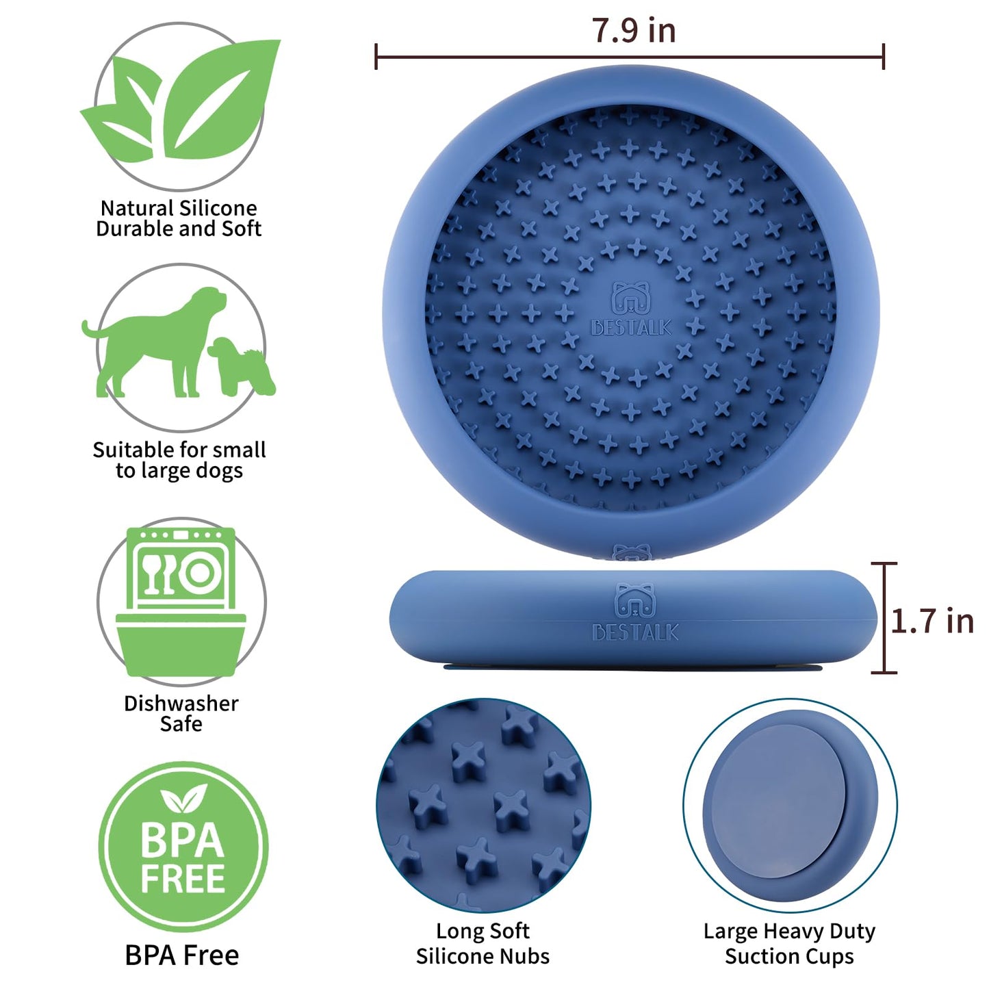 Dog Lick Bowl, Bestalk Anxiety Relief Slow Feeder Dog Lick Mat Treat Dispenser, Non-Slip Licking Bowl Enrichment Toys, BPA Free Silicone, Dishwasher Safe