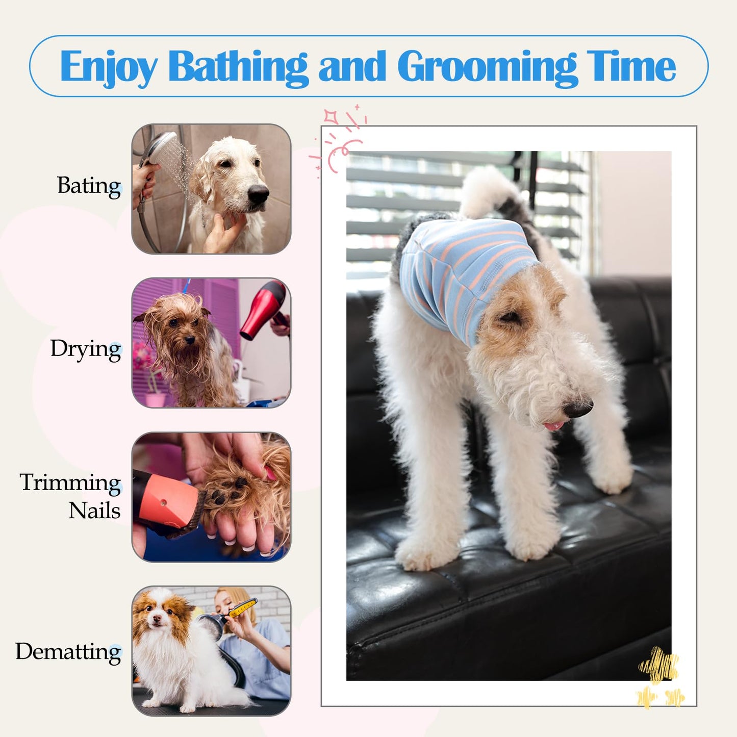 Nanaki Calming Hoodie Dog Grooming Ear Cover Anxiety Relief-No Shake Dog Ear Wrap Hematoma, Striped Head Wrap Snoods for Noise Protection, Bath, Fireworks, Thunderstorm, Blow Drying, Warm-Keeping