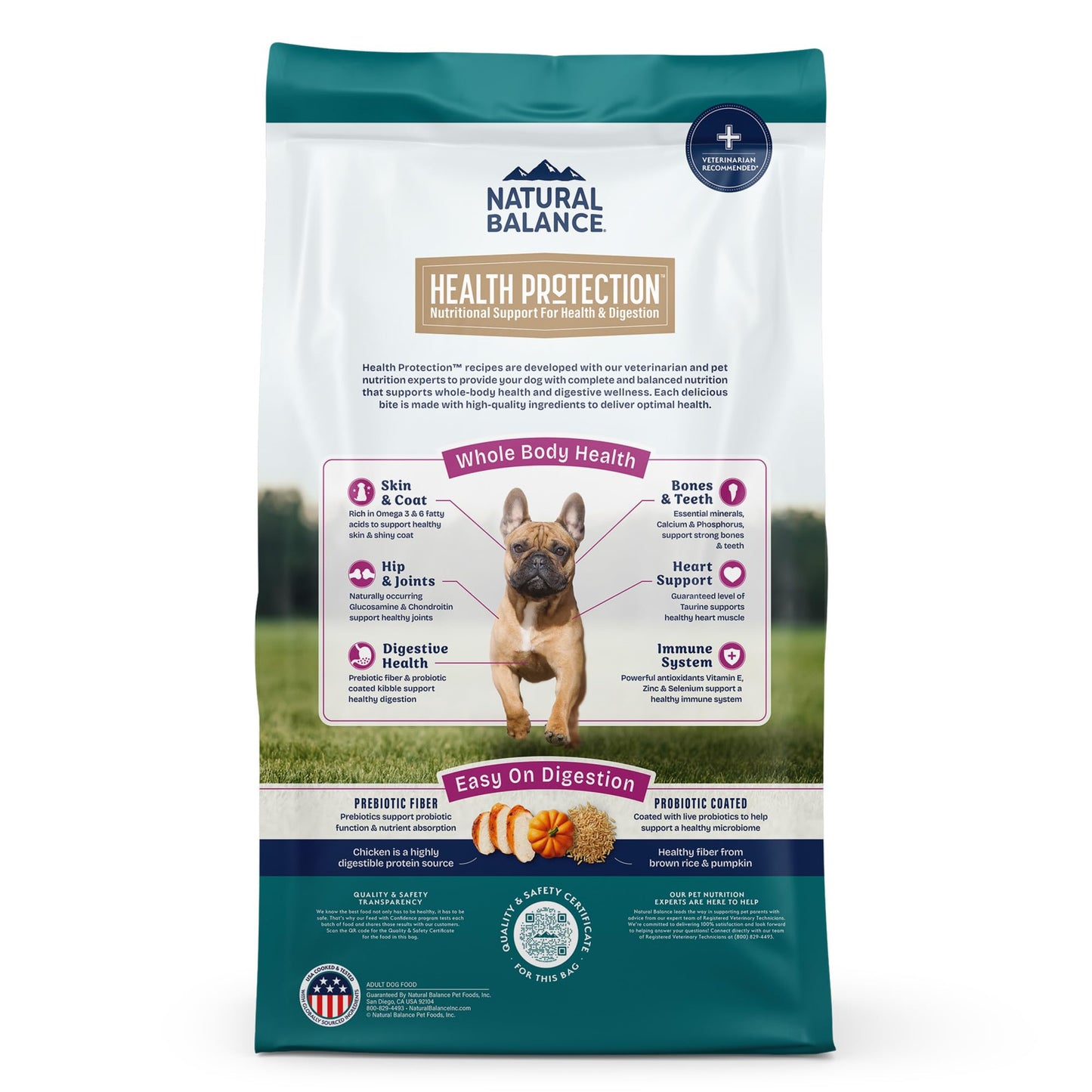 Natural Balance Health Protection Small Breed Dry Dog Food – Whole Body Health, Easy on Digestion Dog Food Made with Chicken, Brown Rice & Pumpkin for Dogs - 12lbs.
