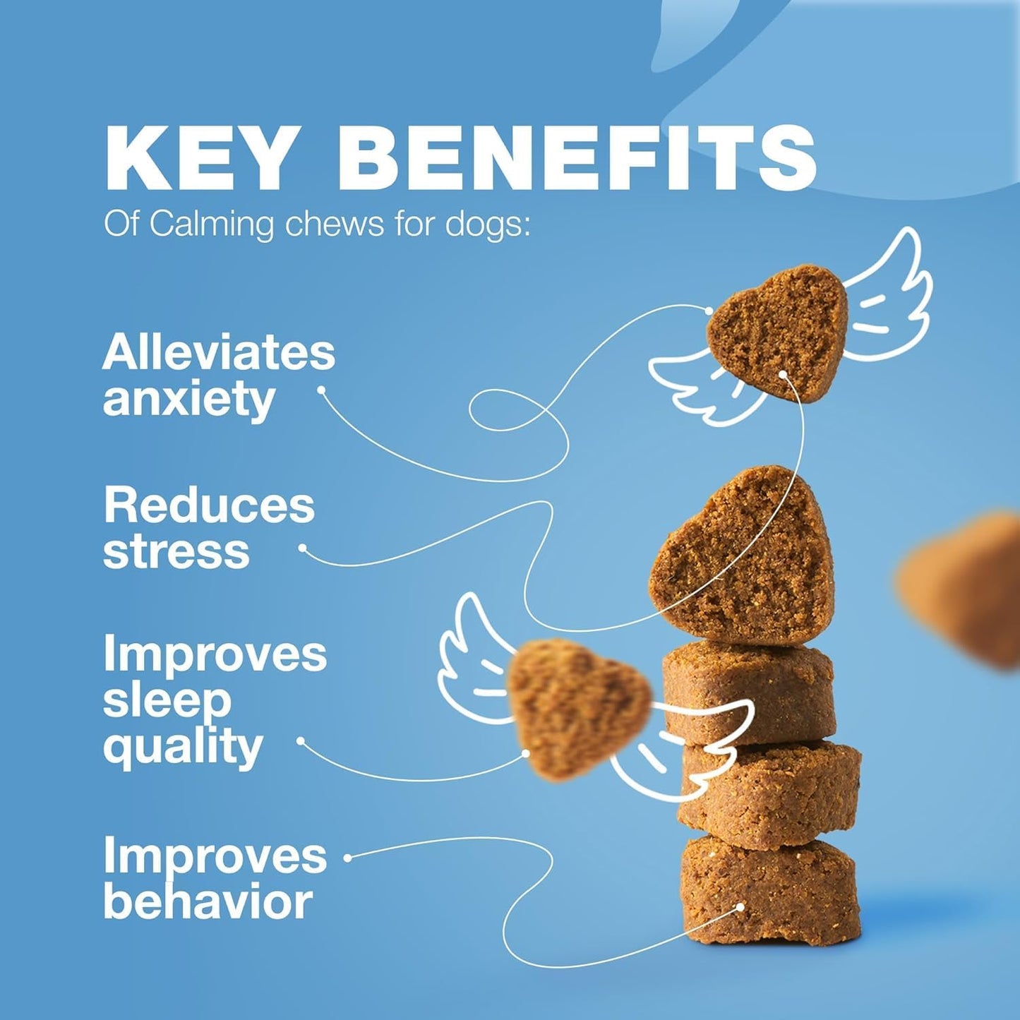 Soft Calming Chews for Dogs - Calming Chews for Dogs with Valerian Root, Melatonin, Vitamin B Complex & Chamomile Extract - Canine Treats for Fireworks, Grooming, Vet Visits, Thunderstorms