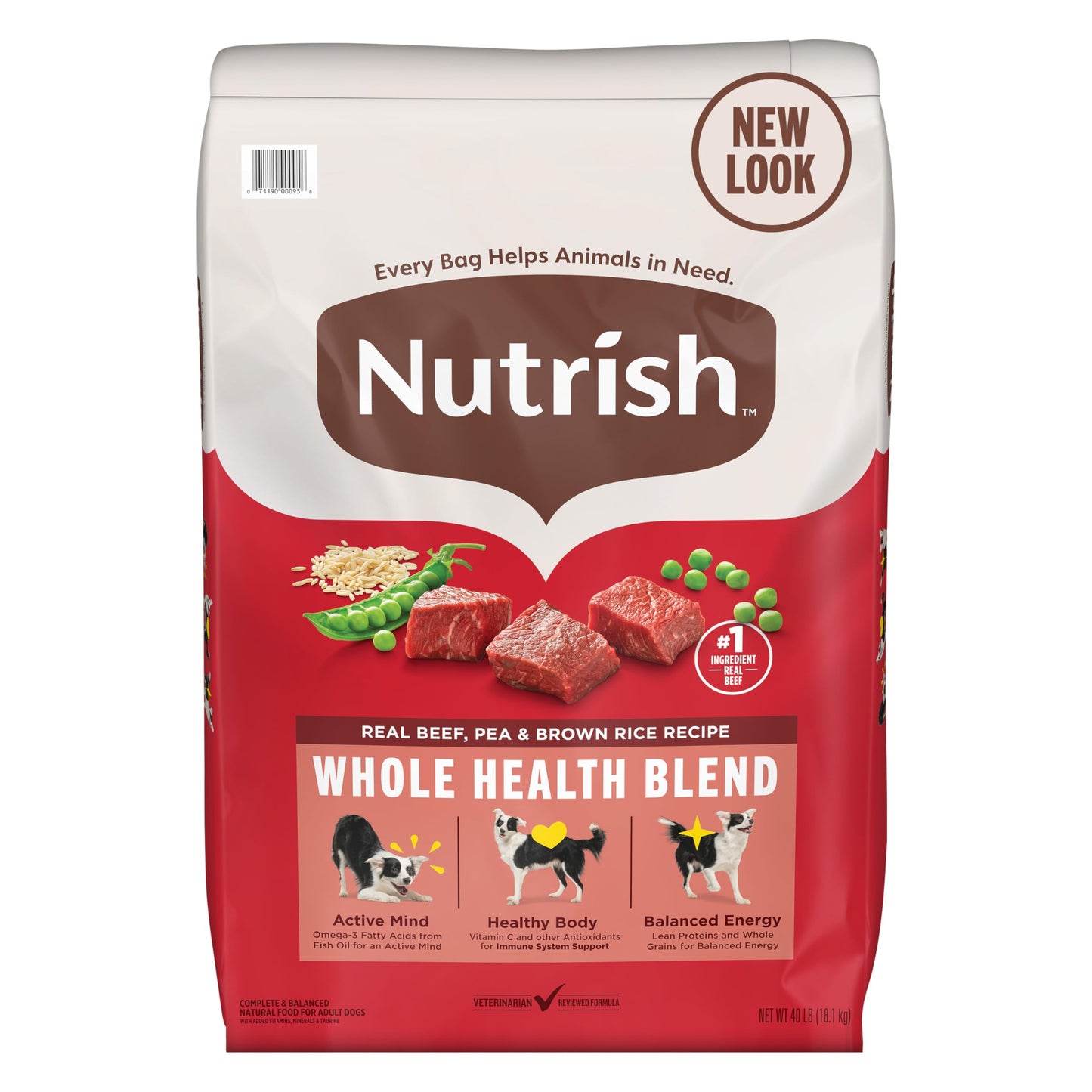 Nutrish Dry Dog Food, Real Beef, Pea & Brown Rice Recipe Whole Health Blend for Adult Dogs, 40 lb. Bag, Packaging May Vary (Rachael Ray)
