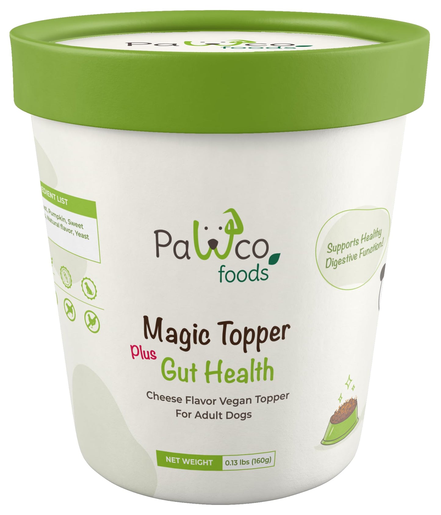 PawCo Magic Topper Gut Health - Dog Topper for Digestion with Postbiotics, Grain-Free Meal Enhancer for Digestive Support, 160g