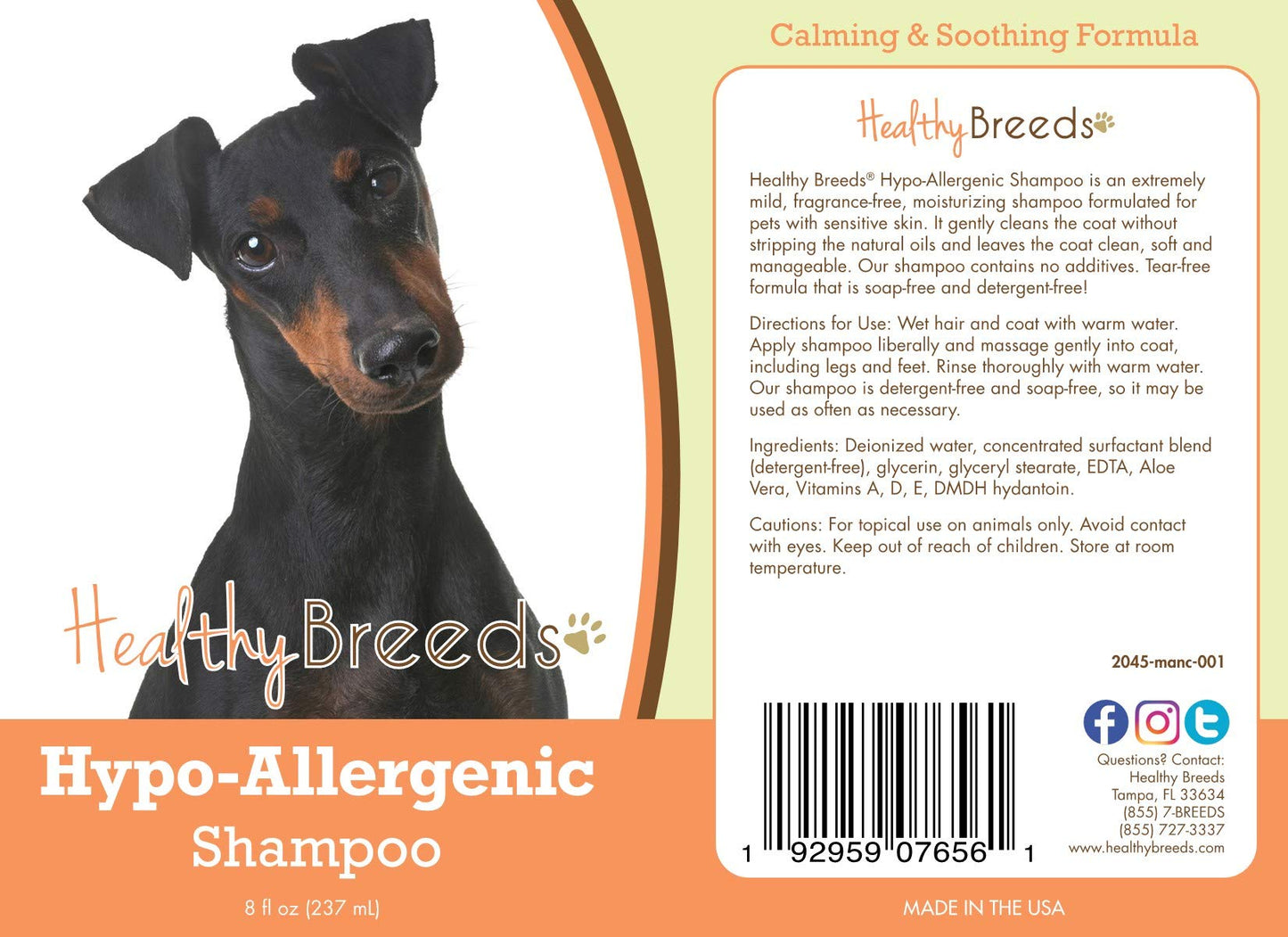Healthy Breeds Manchester Terrier Hypo-Allergenic Shampoo 8 oz
