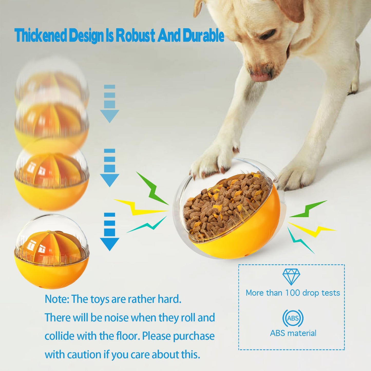 Monotre Dog Treat Ball, Interactive Squeaky Mental Stimulation Toys, Slow Feeder Puzzle Toys for Medium/Large Dog Breeds