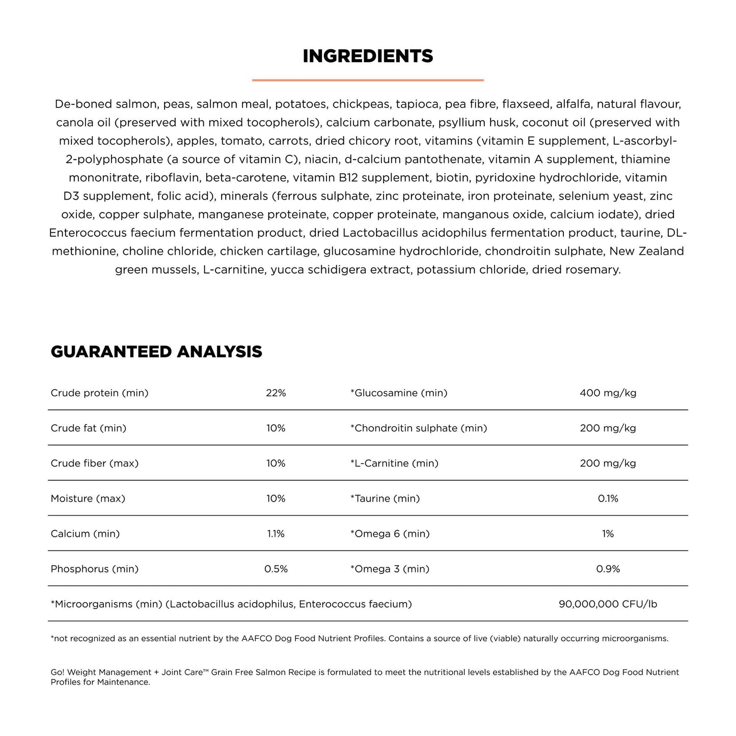 Go! Solutions Weight Management + Joint Care, Grain-Free Dry Dog Food, Salmon Adult and Senior Recipe, 3.5 lb Bag