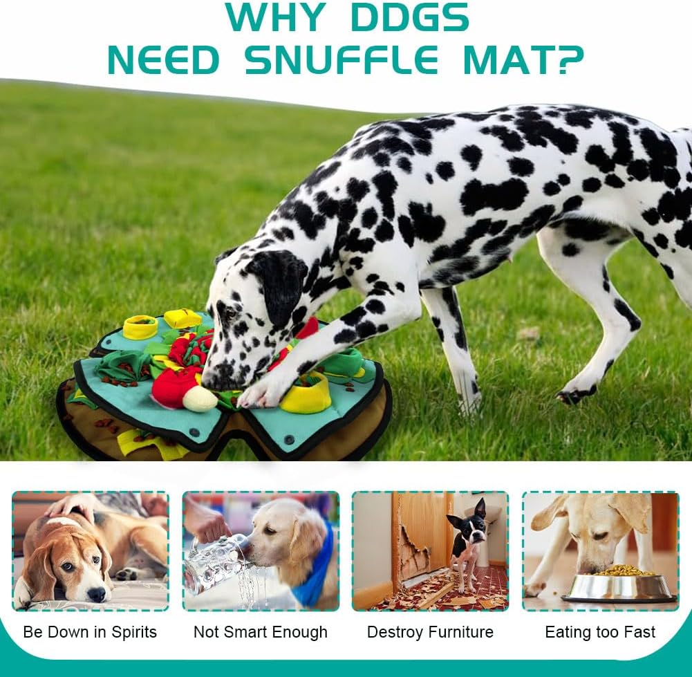 AWOOF Snuffle Mat for Dogs,Durable Interactive Dog Puzzle Toys Encourages Natural Foraging Skills,Durable Dog Feeding Mat for Boredom and Mental Stimulation for Large, Medium and Small Dogs