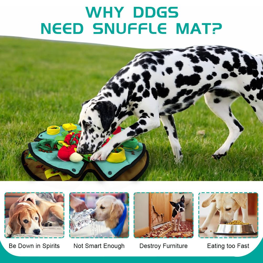AWOOF Snuffle Mat for Dogs,Durable Interactive Dog Puzzle Toys Encourages Natural Foraging Skills,Durable Dog Feeding Mat for Boredom and Mental Stimulation for Large, Medium and Small Dogs