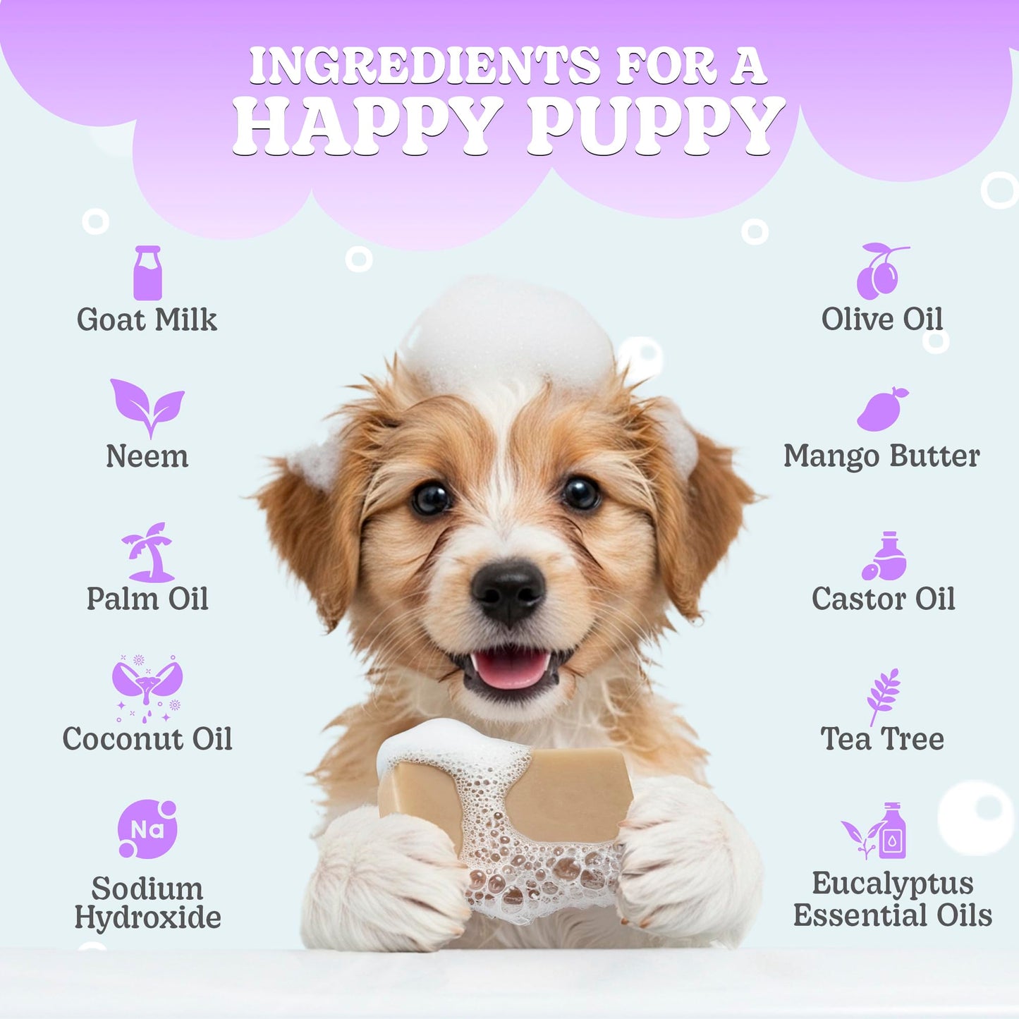 Lavender Dog Shampoo Bar 2 Pack – Gentle Pet Soap with Mango Butter & Nourishing Oils – Deodorizing Dog Shampoo for Smelly Dogs – Soothing, Hydrating Puppy Soap for Sensitive Skin & Odor Control