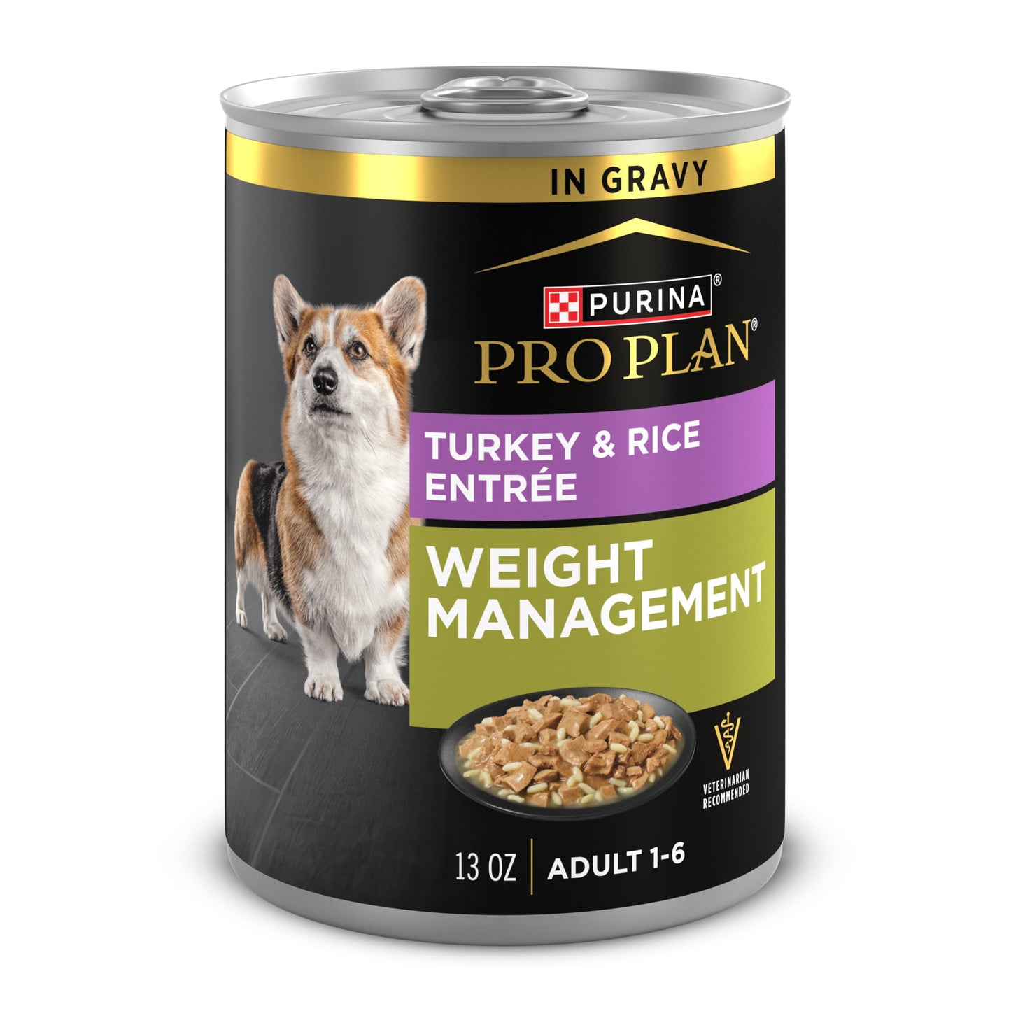 Purina Pro Plan Weight Management Wet Dog Food Turkey and Rice Entree in Gravy - (Pack of 12) 13 oz. Cans