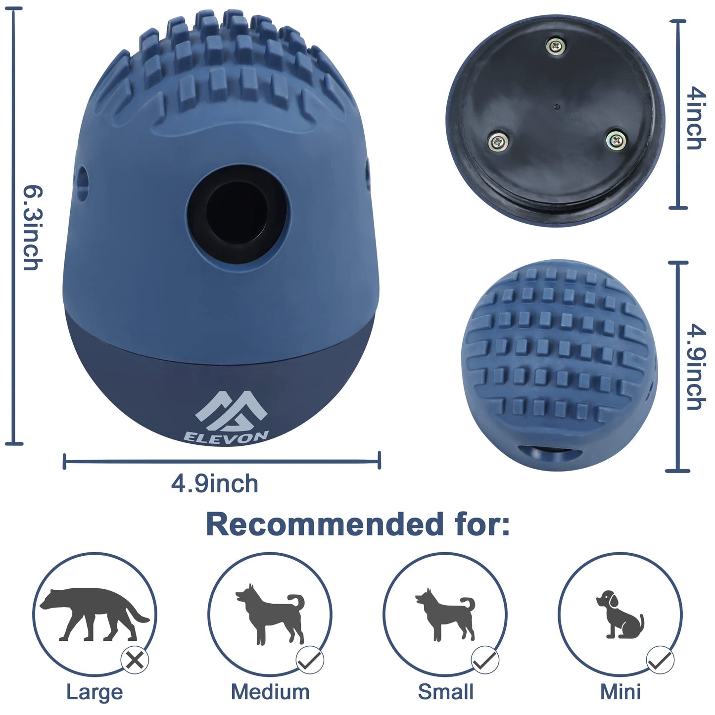 Elevon Treat Dispensing Dog Toys, Puppy and Medium Pet Food Interactive Dog Toy, Dog Slow Feeder, Puzzle Feeder, Dog Enrichment Toys for Puppy Teething and Chewers, Navy