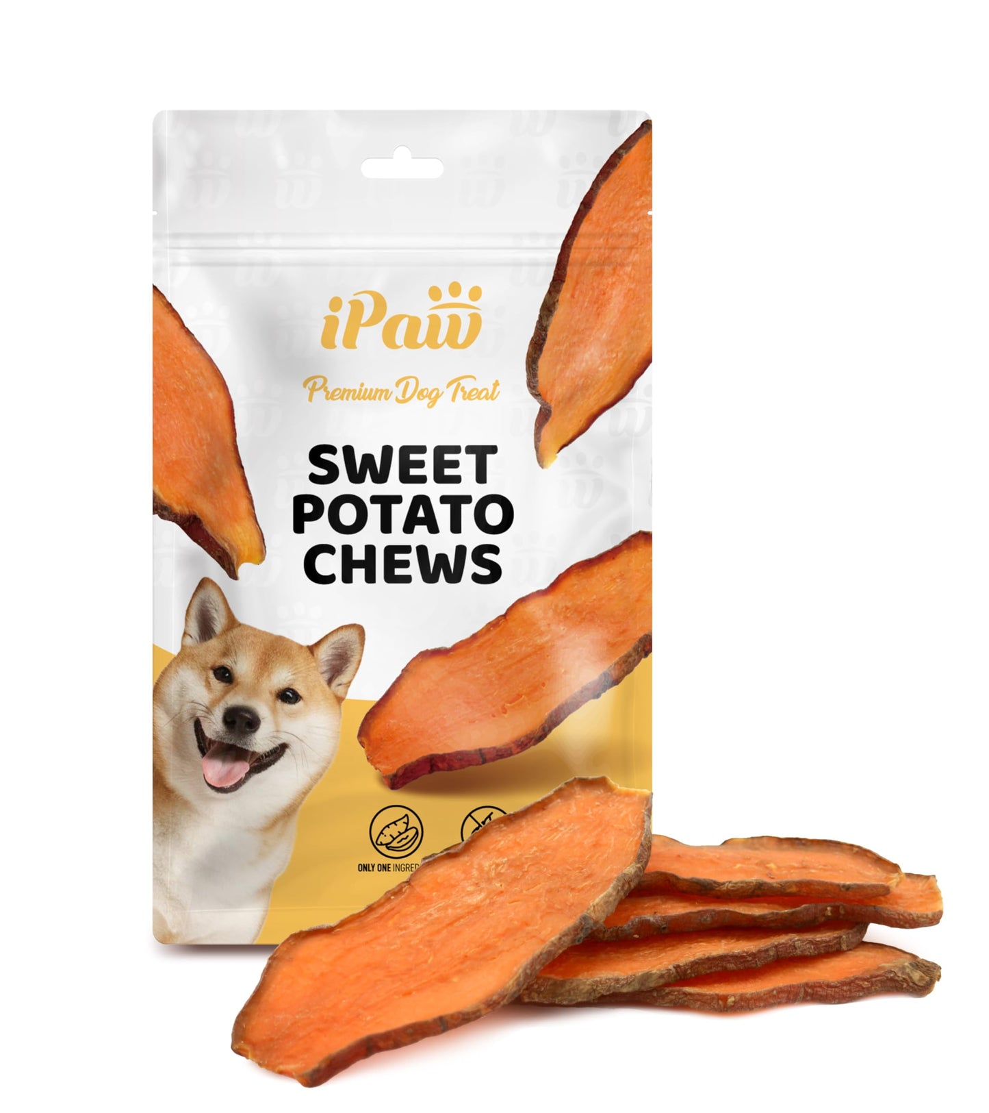 iPaw Sweet Potato Chews, Single Ingredient Dog Treats for Vegetarian, All Natural Human Grade Puppy Chew, Rawhide Alternative, Hypoallergenic, Easy to Digest