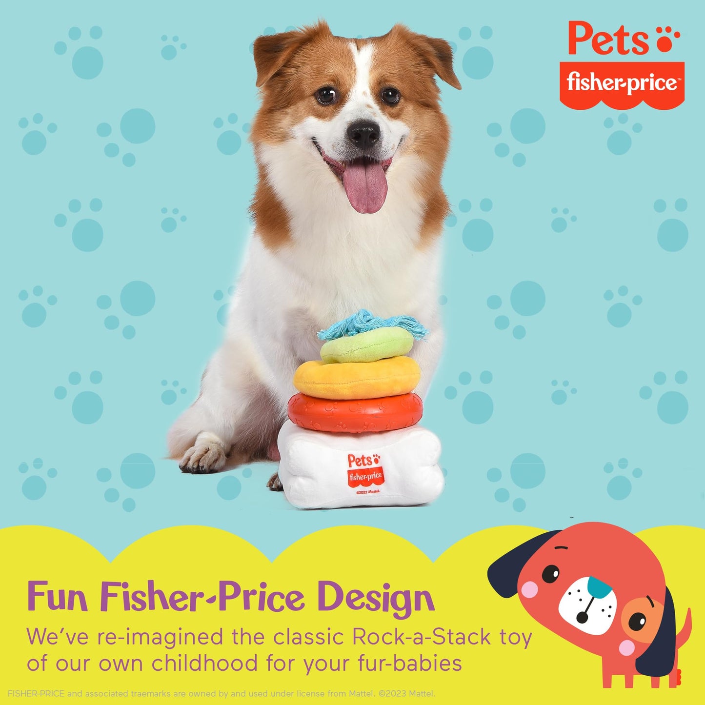Fisher-Price for Pets Attack-A-Stack Chase & Toss Ring Stack Toy for Dogs and Puppies | Multifunctional Dog Toy for Mental Stimulation