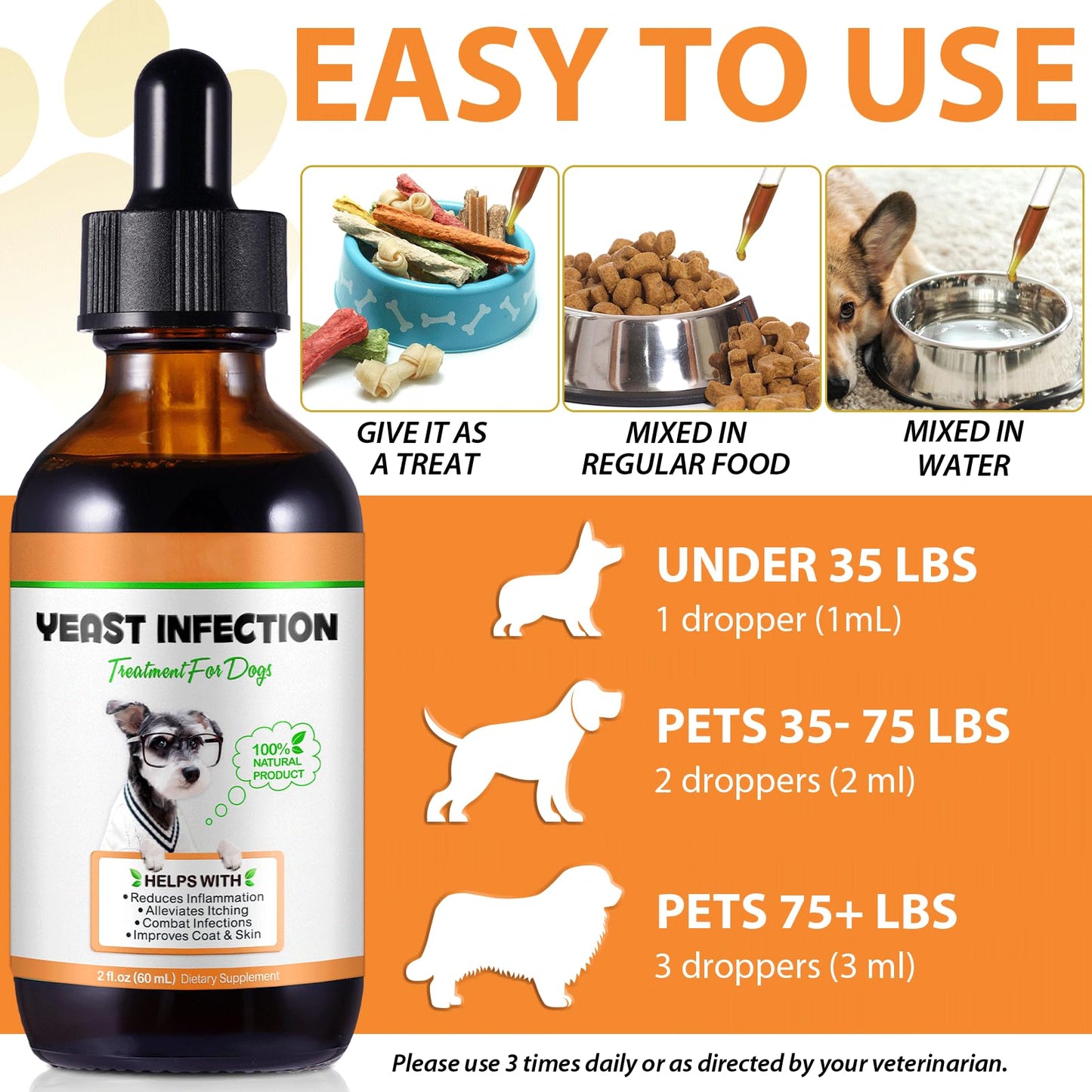 Maani essence 60ML Natural Yeast Infection Treatment for Dogs, Dog Allergy Relief, Skin Itch Relief Supports Healthy, Inflammation Relief, Alleviates Itching, Allergy Relief Dog Yeast