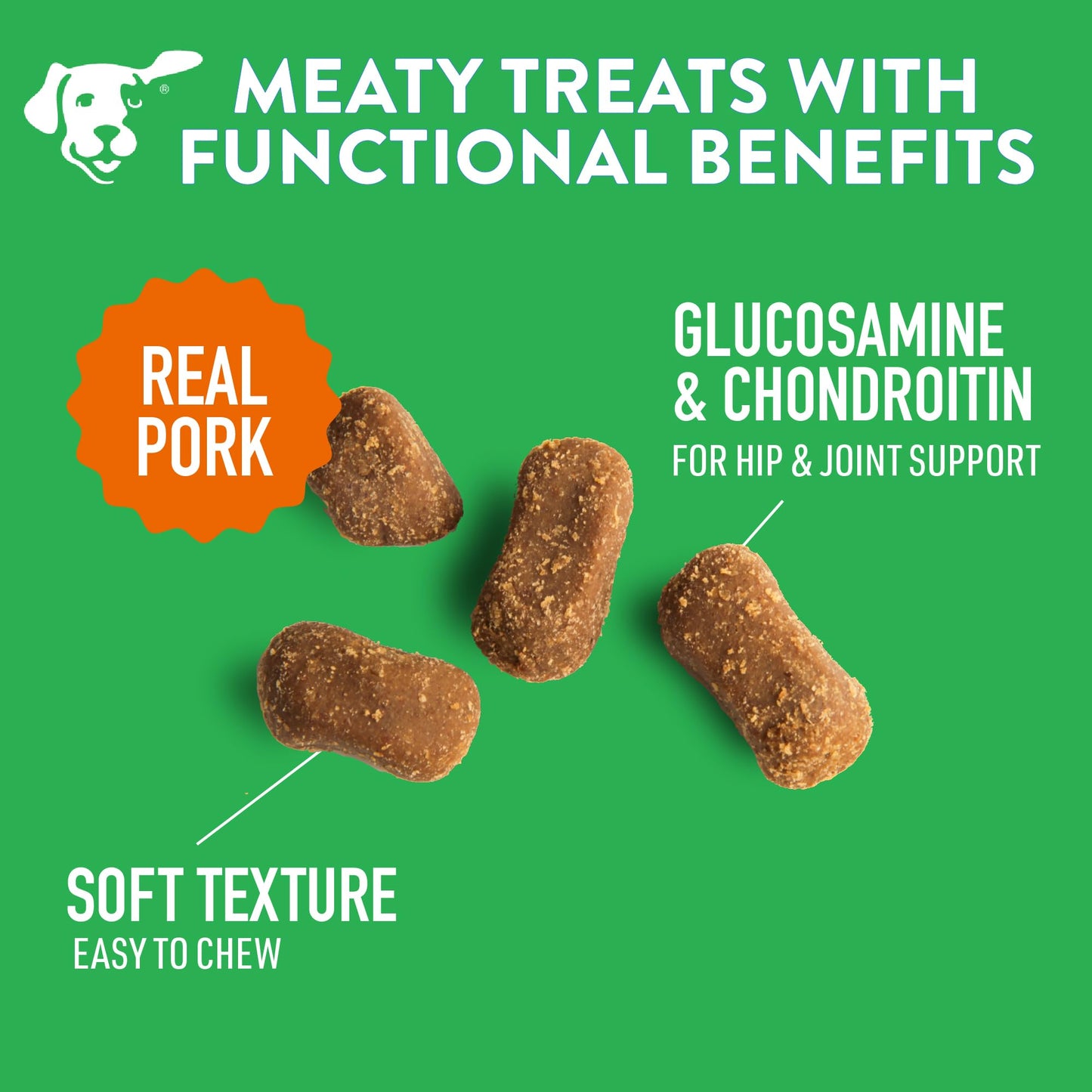 DOGSWELL Hip & Joint Soft & Chewy Dog Treats, Bacon, 14 oz. Bag