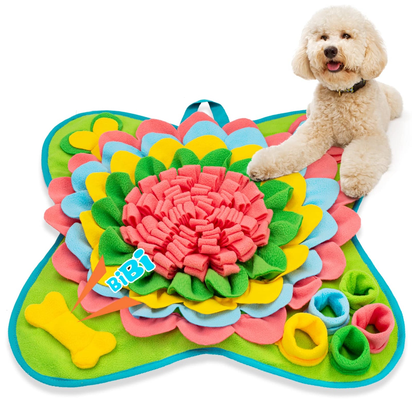 Meilzer Snuffle Mat for Dogs Pet Treats Feeding Mat for Small/Medium Breed Dogs Non-Slip/Portable/Durable Interactive Dog Puzzle Toys Encourages Natural Foraging Skills (Pink)