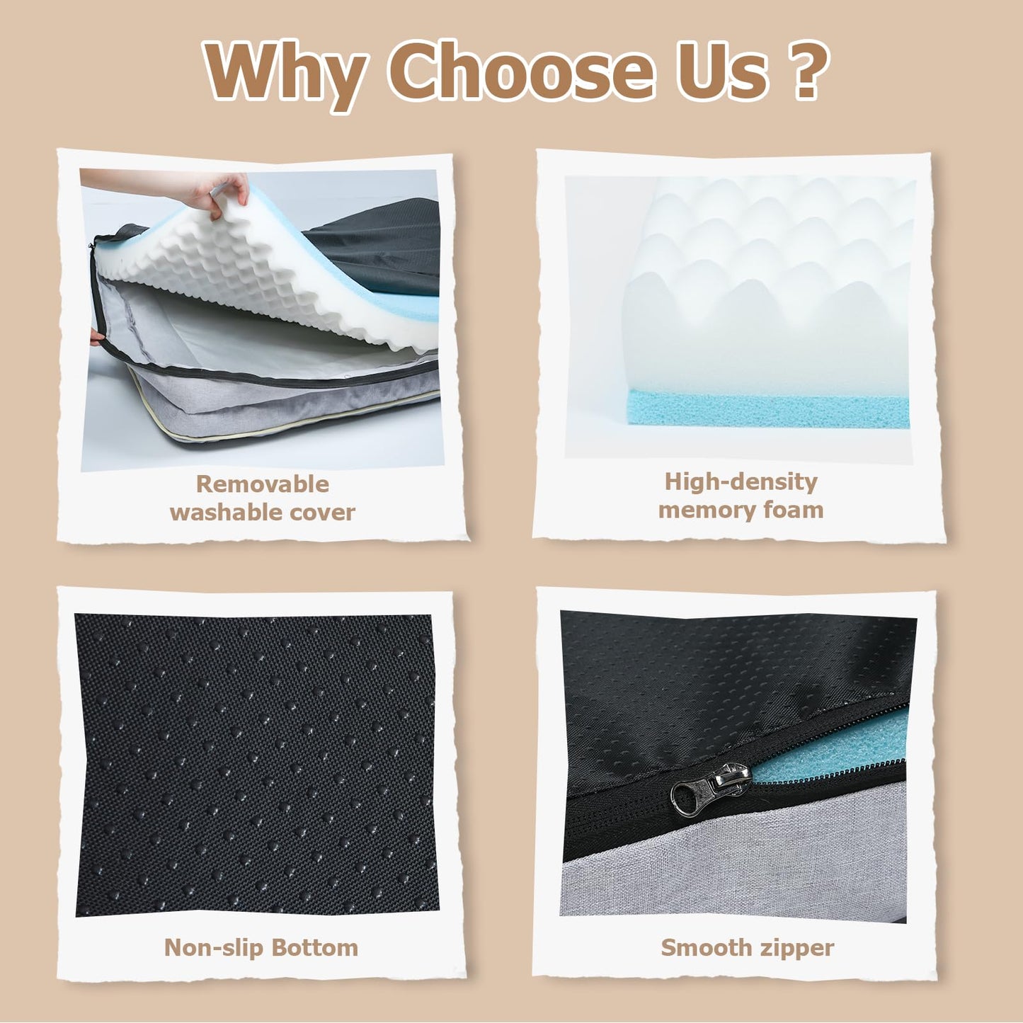 Dokdogs Orthopedic Dog Beds Large Sized Dogs - Waterproof Memory Foam Pet Bed for Couch with Removable Washable Cover & Nonskid Bottom, Big Dog Sofa Bed (L, Grey)